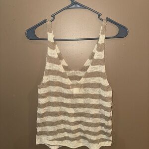 By Together Beige and Cream Striped Tank Top